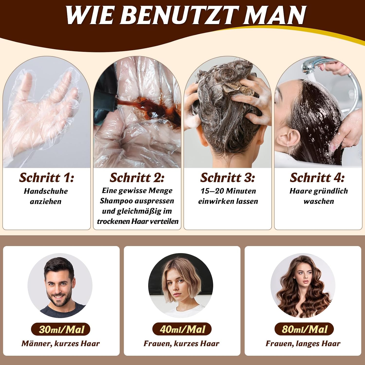 Thumbnail 4 de Haarfarbe Dunkelbraun Haarfärbeshampoo 500ml