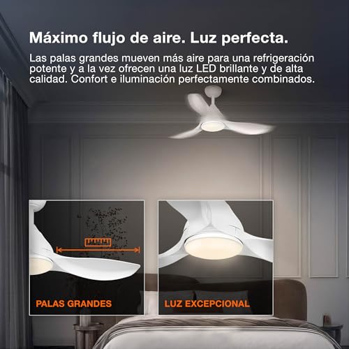 Detalle de OSRAM Ventilador de techo LED Leste 21 W blanco: luz regulable y temperatura de color ajustable