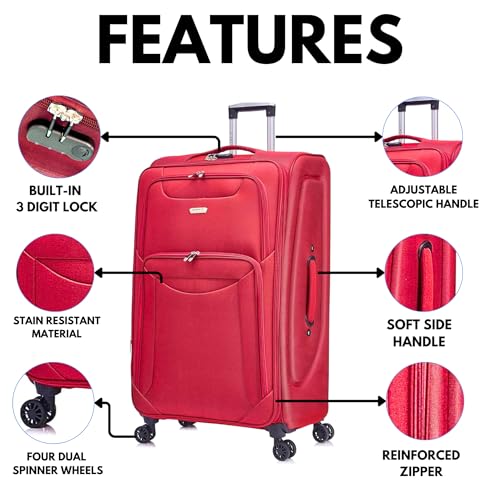 Thumbnail 2 de FLYMAX Cabin Carry-On Flight Bag – 55x35x20 Lightweight 4-Wheel Luggage with TSA Lock