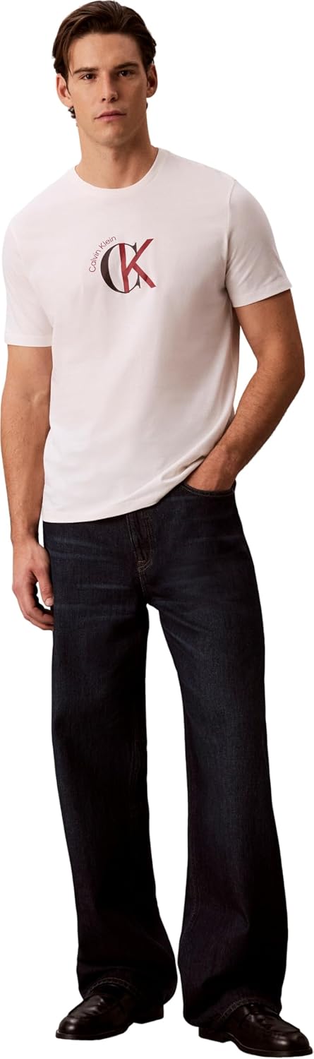 Detalle 2 de Calvin Klein Herren Graphic Tee 2-Tone CK Graphic – 1er Pack, nachhaltig produziert
