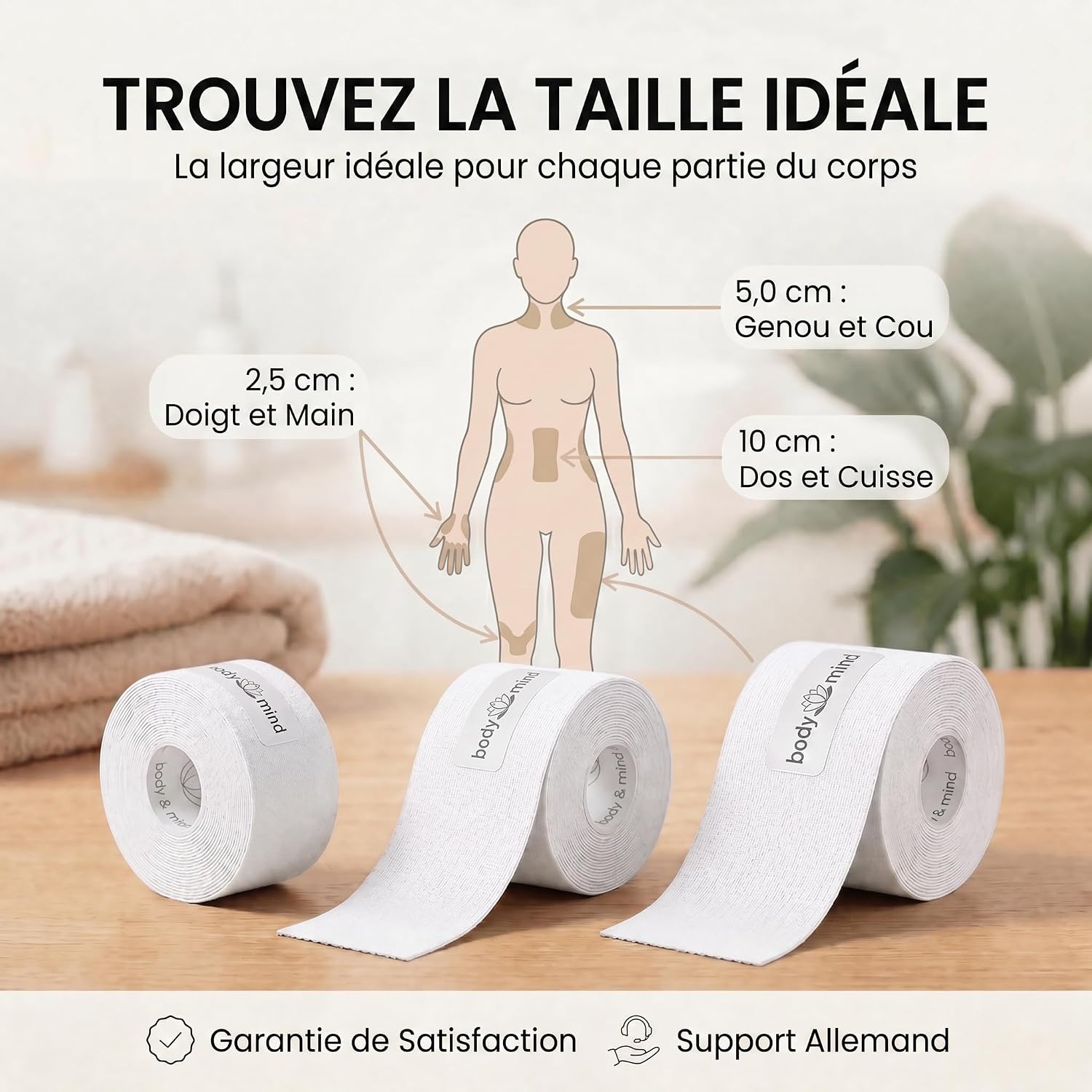 Thumbnail 5 de Body & Mind Ruban Kinésiologique Élastique 5 m — coton respirant, 3 largeurs et 6 couleurs