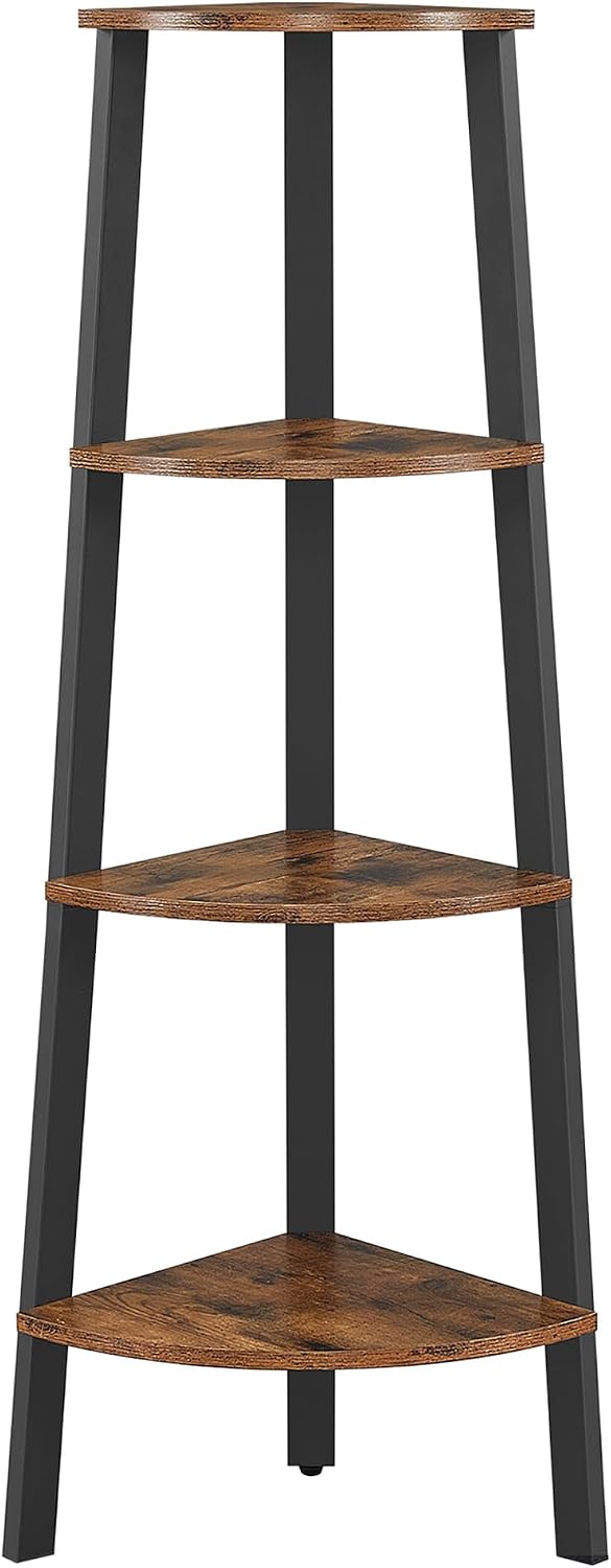 Detalle de VASAGLE BARNET Collection LLS34X 4-Tier Corner Shelf, Tan and Black