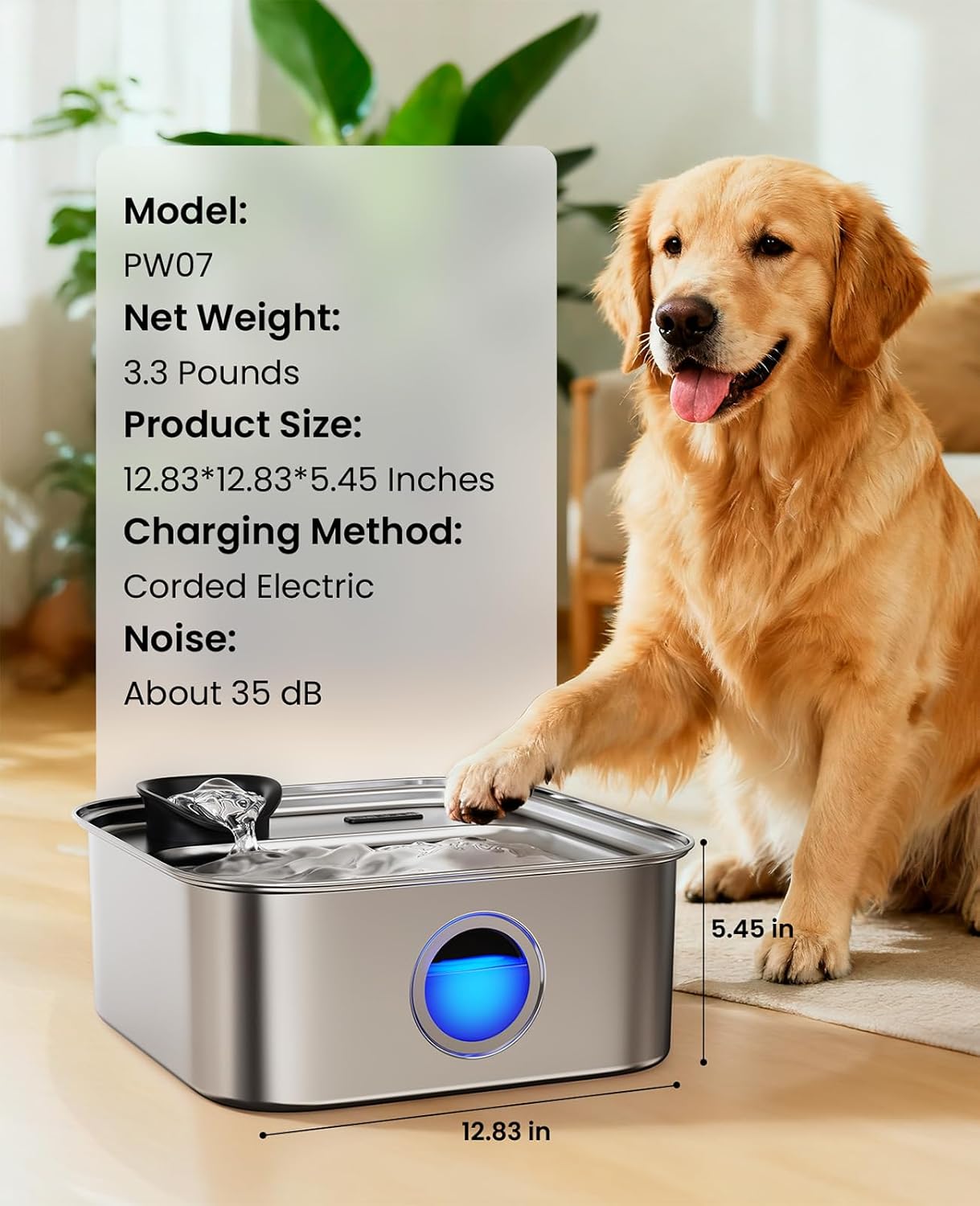 Thumbnail 6 de oneisall 10L/2.6Gal Dog Water Fountain for Large Dogs (1 Filter) with Visualization Window and Triple Filtration