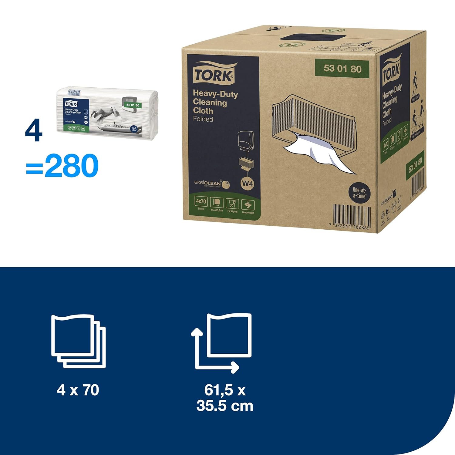 Thumbnail 1 de Tork 530180 W4 Lingettes Nettoyage Multi-usage Extra Fort — 4×70 lingettes