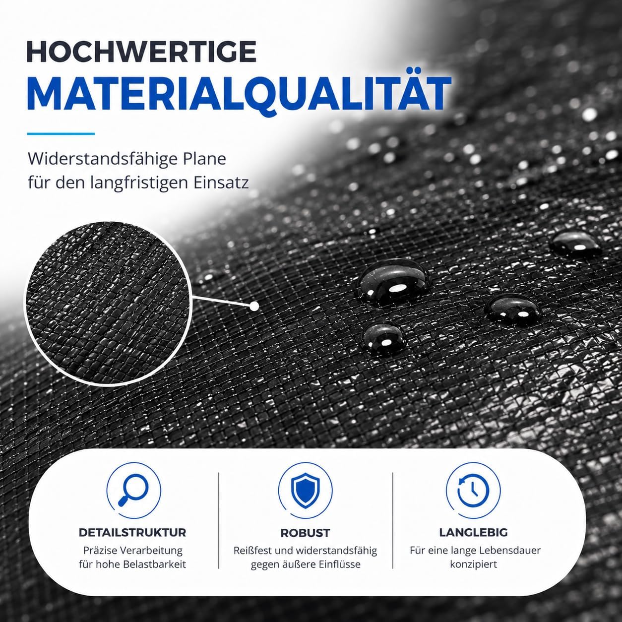 Detalle de Telo di copertura per piscina rotonda extra spesso 200 g/m², nero, Ø 680 cm