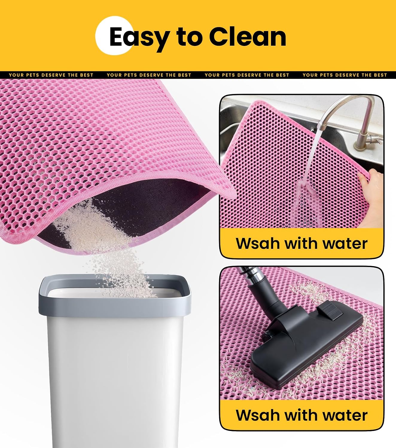 Detalle de Conlun Cat Litter Mat 60x46cm Honeycomb Double Layer – Pink