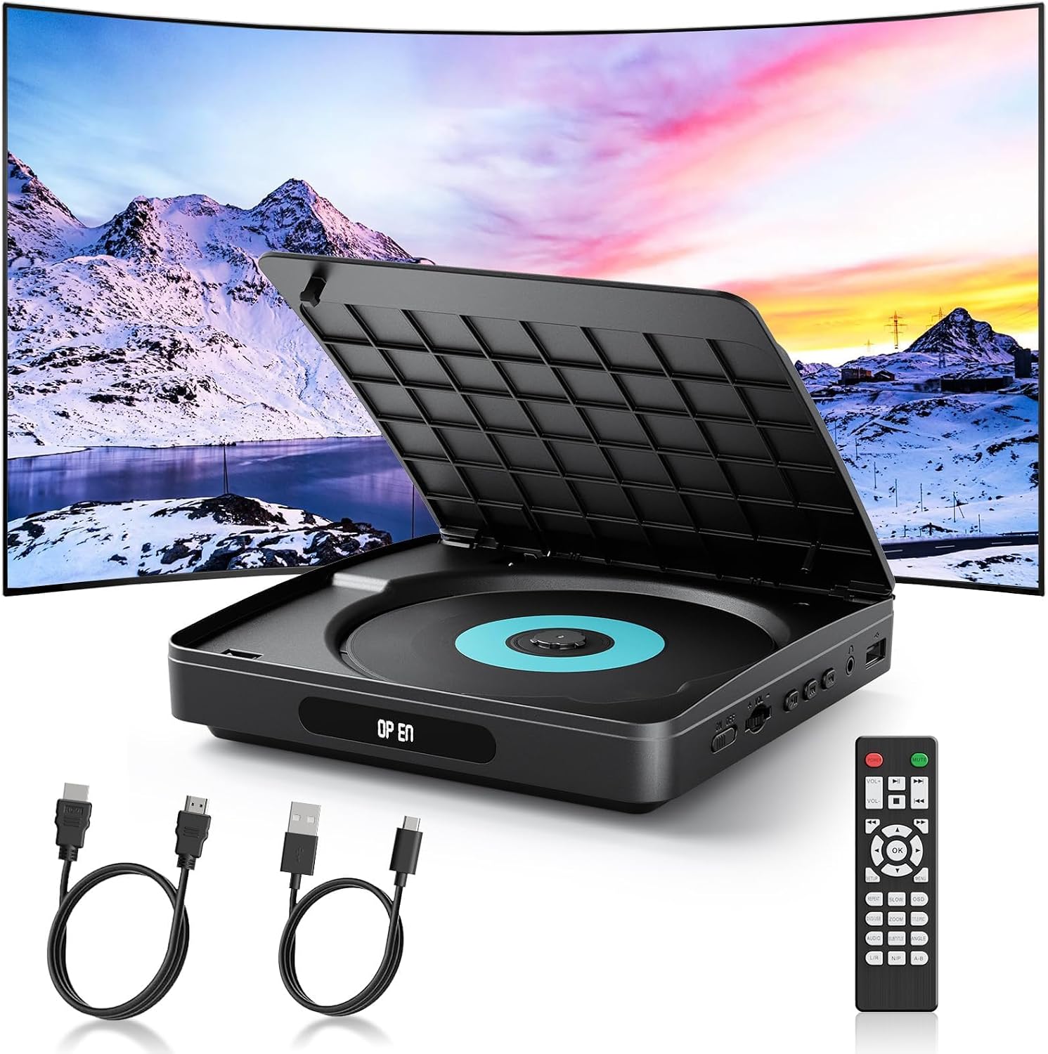 Detalle de WOLFANG WDV04 draagbare cd-speler met Bluetooth, FM-radio en 4.000 mAh-batterij