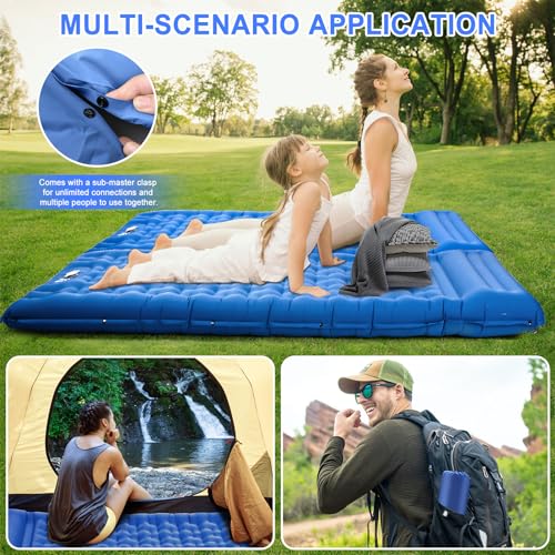 Thumbnail 6 de BIAOQINBO Verbessertes Outdoor-Luftmatratze Blau – 13 cm Dicke, integriertes Kissen, Fußpumpe, 260 kg Belastbarkeit