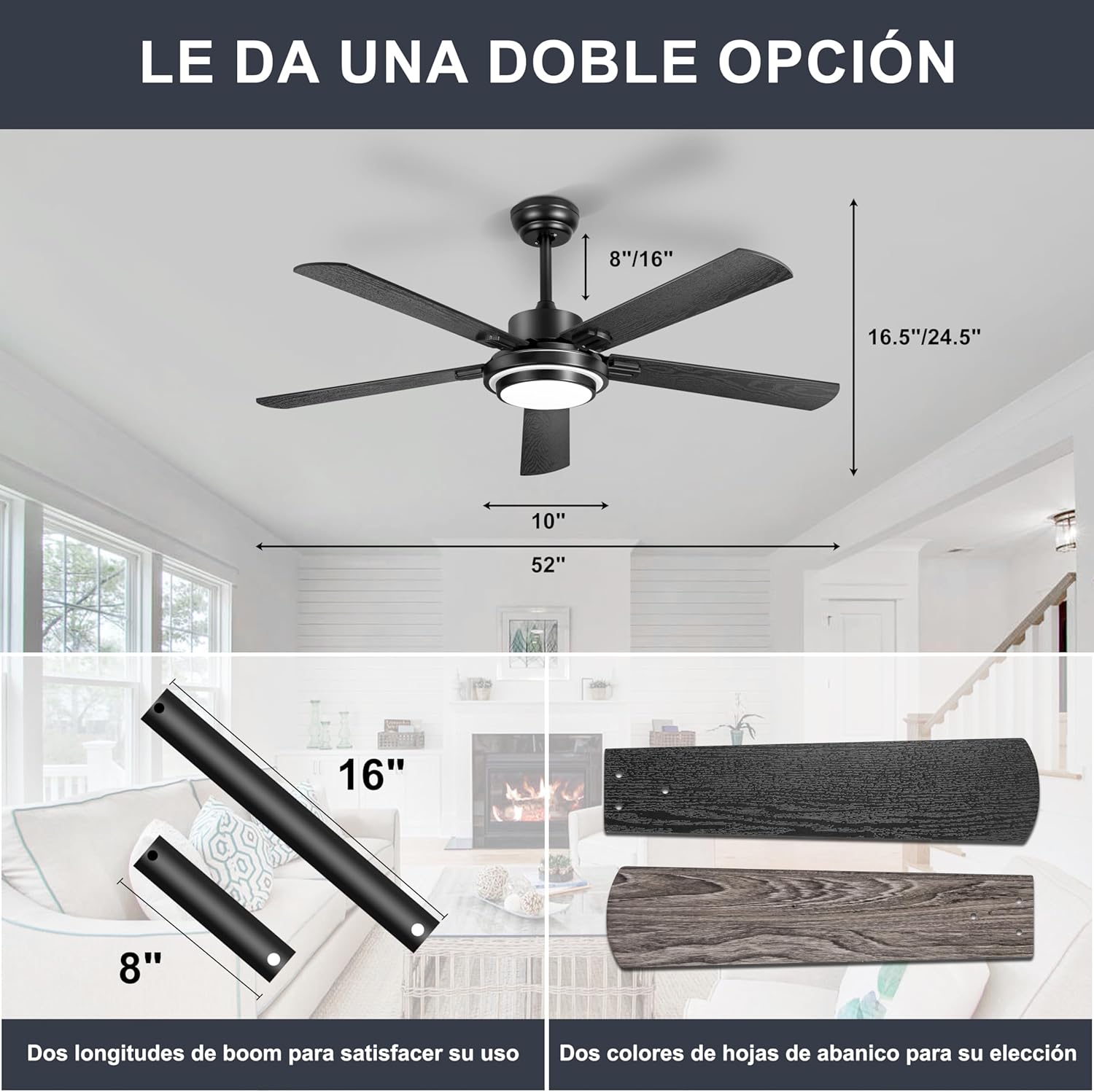 Thumbnail 6 de Ohniyou Ventilador de Techo Negro 132 cm con Luz 🌀