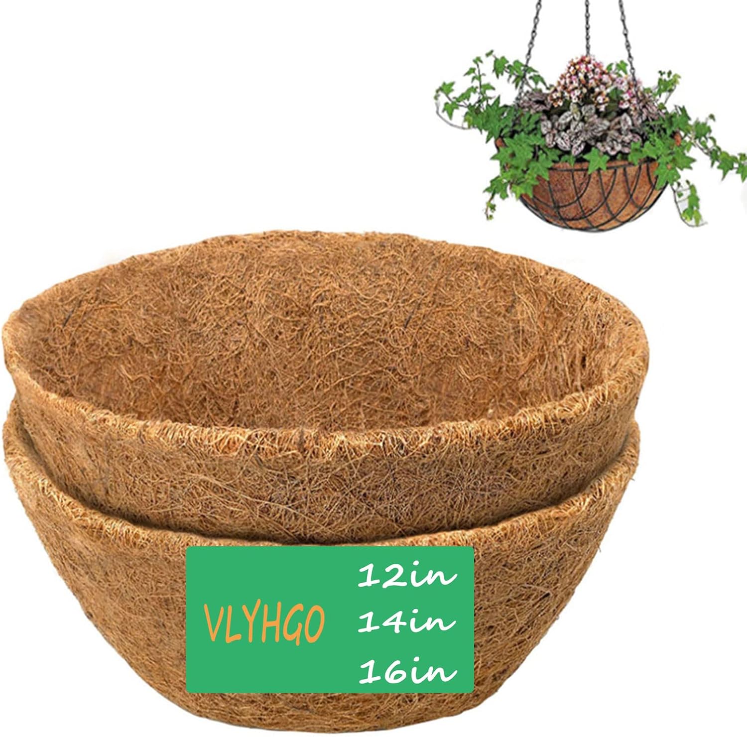 Thumbnail 6 de VLYHGO 30 Inch Natural Coconut Fibre Coco Liner for Wall Trough Window Boxes (2 Pack)