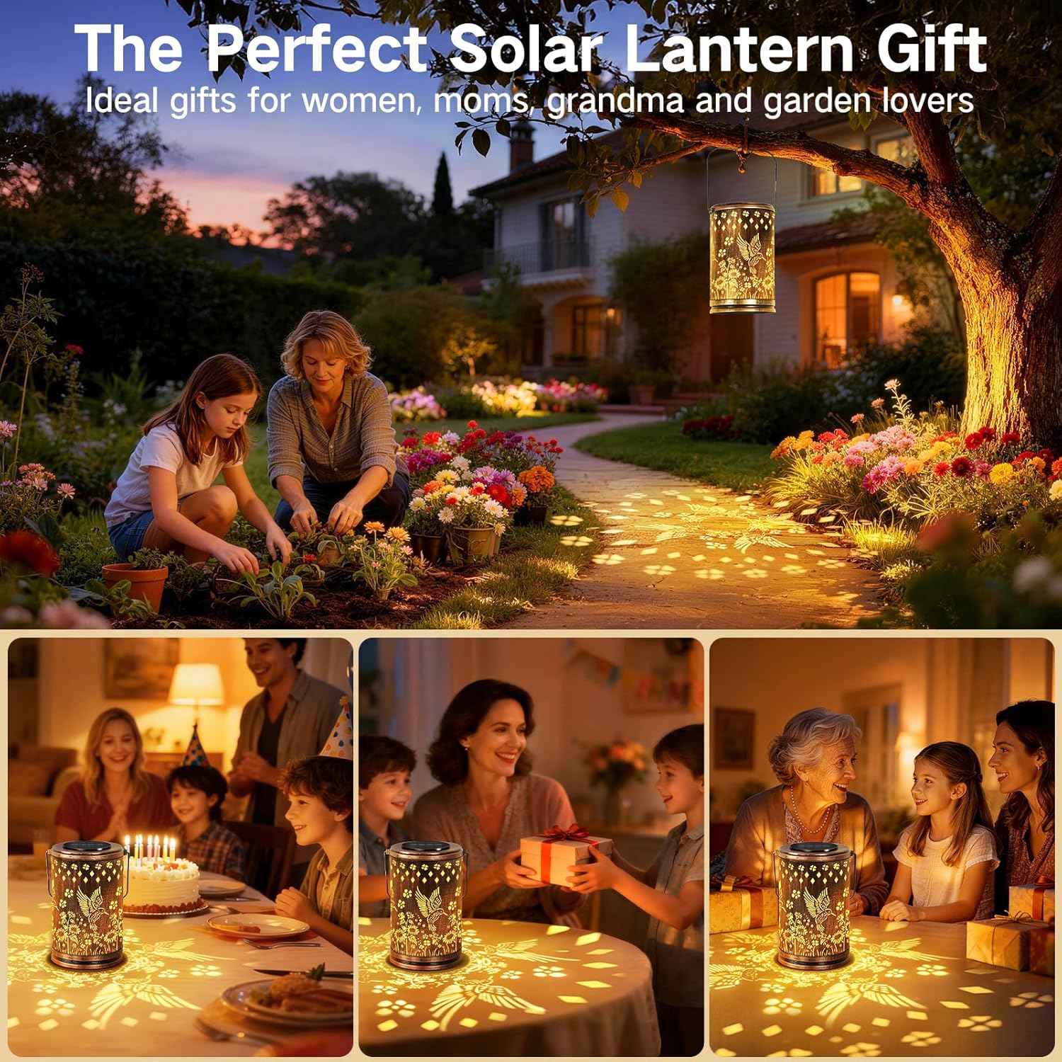 Thumbnail 6 de OUTONLIFE Hummingbird Solar Lantern: Vintage Metal Garden Light for Outdoor Spaces