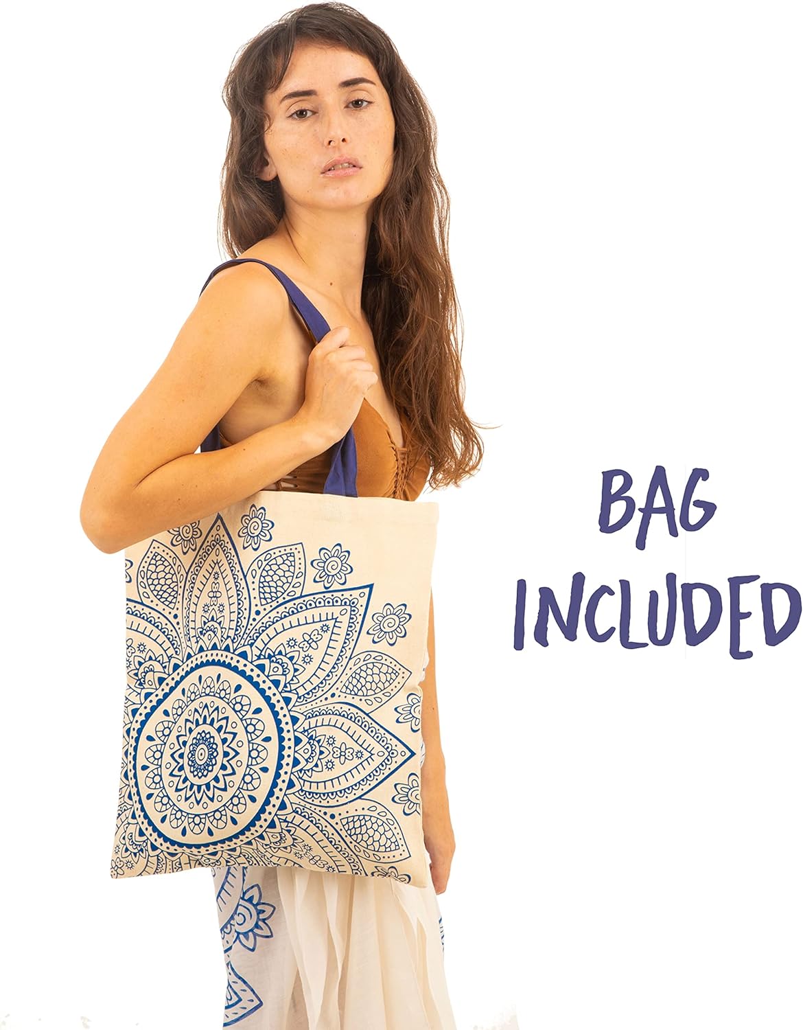 Thumbnail 2 de Mandala Life ART Paréo de plage pour femme en rayonne avec sac – Bleu boho chic