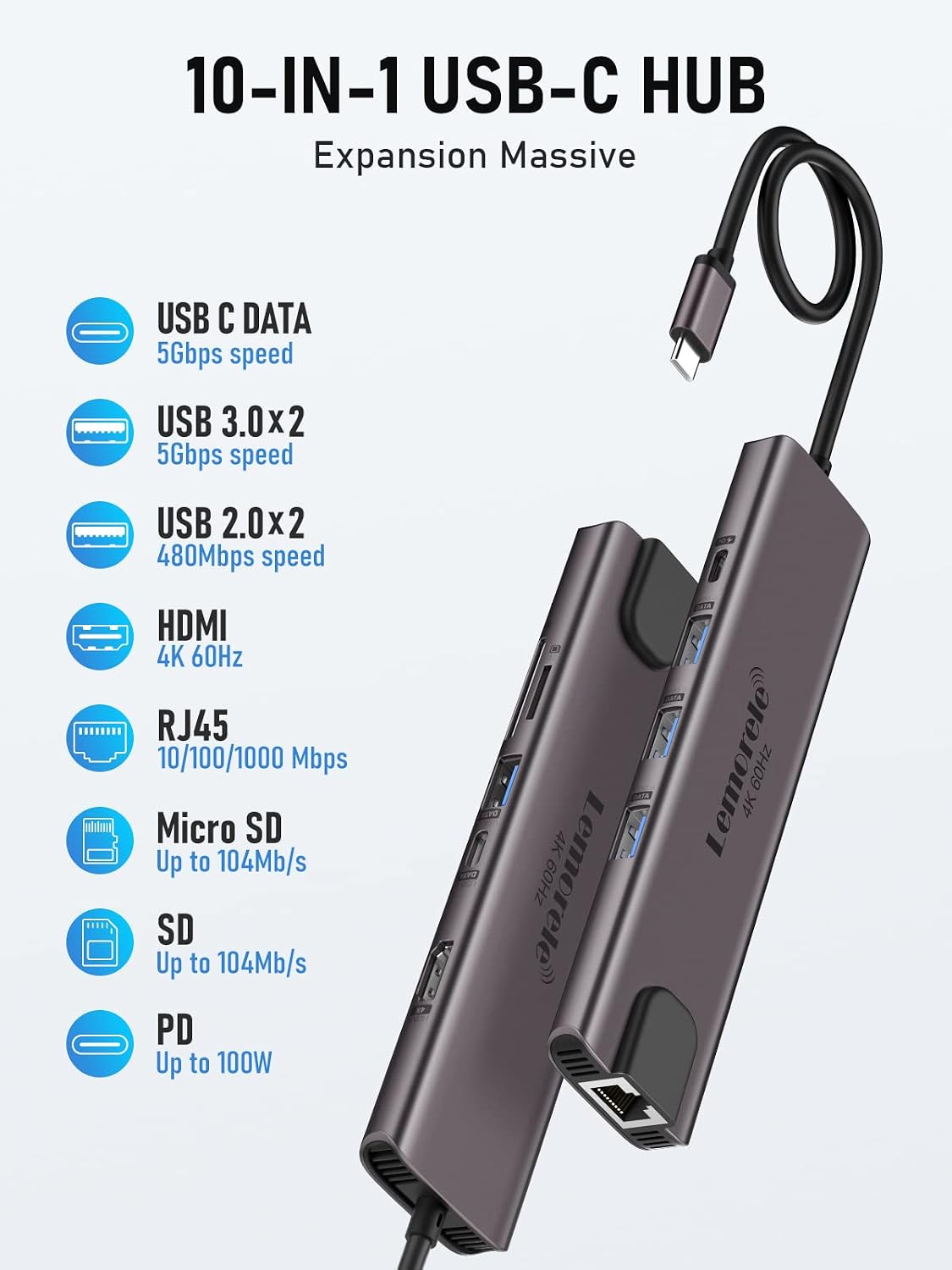 Thumbnail 1 de Lemorele Hub USB C 10-in-1 con 100W