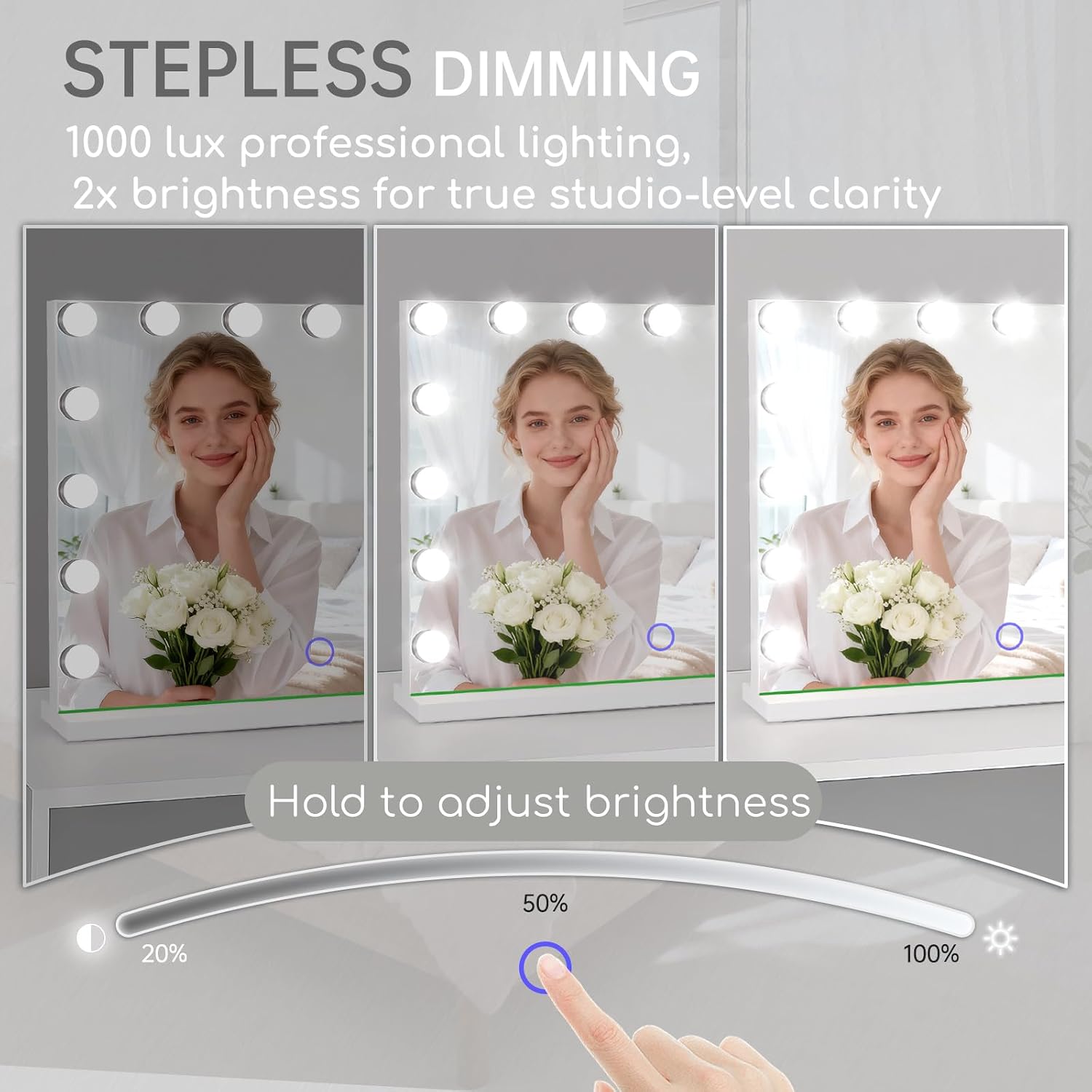 Detalle de Amifiy Lighted Vanity Mirror, 15 LED Bulbs
