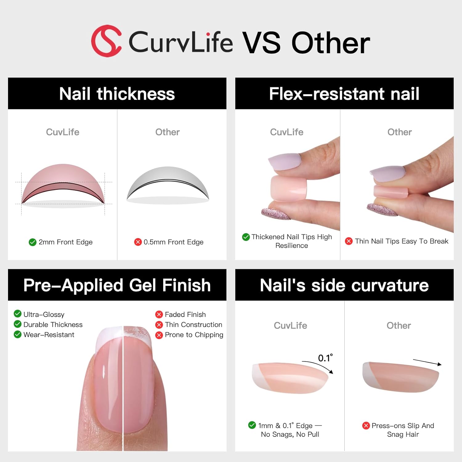 Thumbnail 3 de Curvlife press on nails 30 count