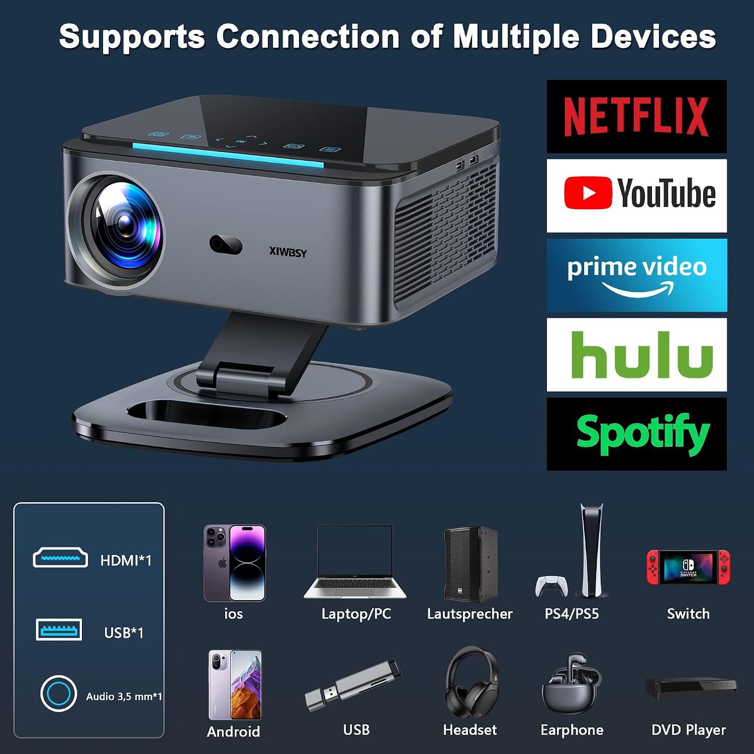 Thumbnail 6 de XIWBSY Smart Projector 1080p