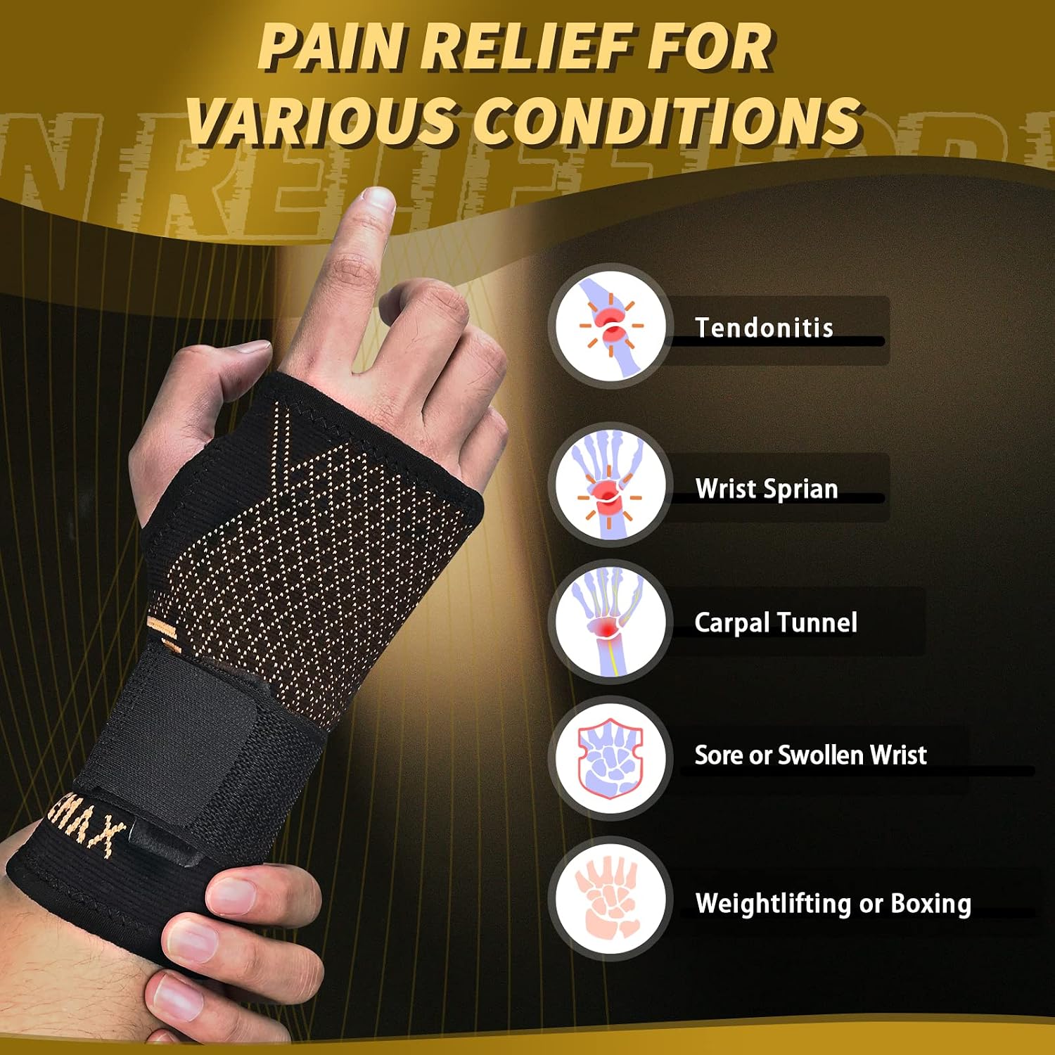 Detalle 2 de INDEEMAX Wrist Support Sleeve – Copper-Infused Compression Pair for Left/Right Hand
