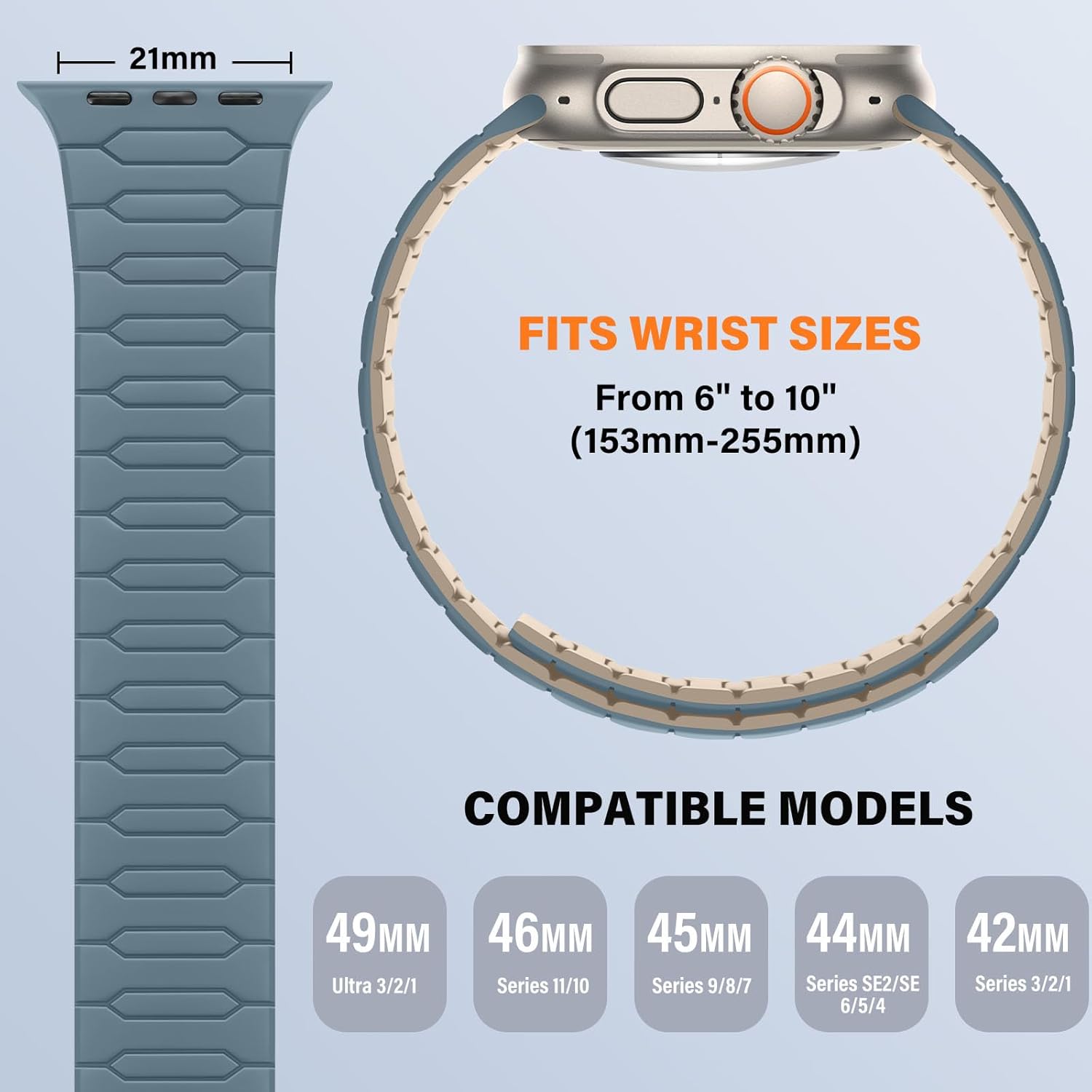 Thumbnail 2 de Sixmoat Magnetic Band for Apple Watch – Cloud Blue-Apricot (42–49mm)
