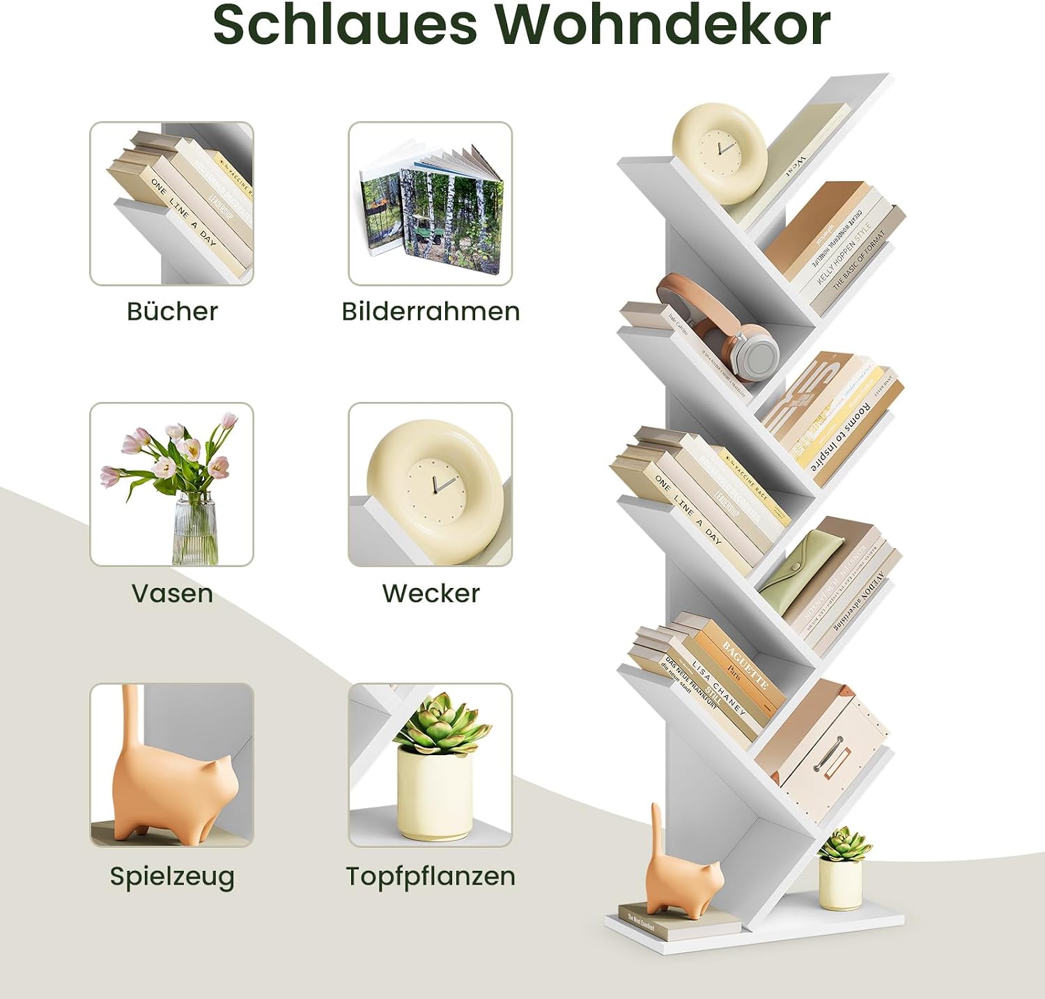 Thumbnail 6 de EUGAD 0011SHG boekenkast met 9 niveaus, wit, 40 x 127 x 20 cm