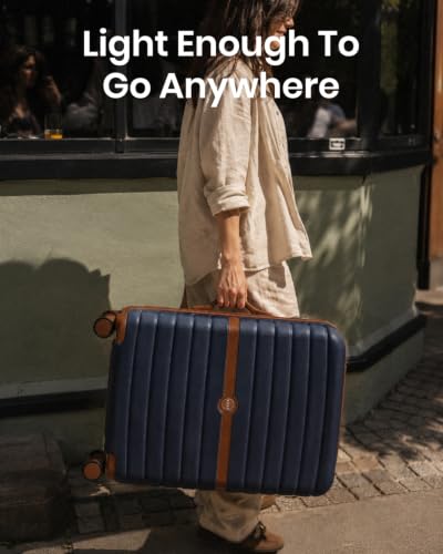 Detalle de Kono Large Hard Shell Suitcase (28-inch) – Navy, ABS+PC Checked Luggage