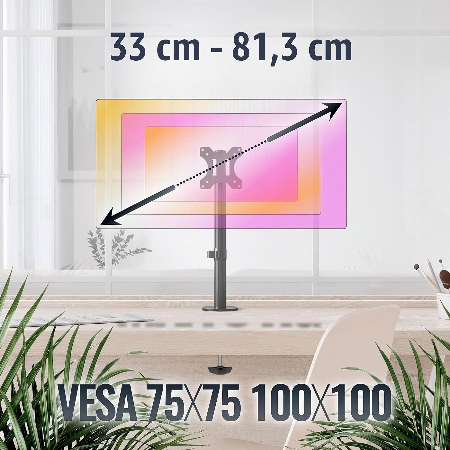 Detalle 2 de RICOO TS2511 – uchwyt biurkowy do monitora 13–30 cali, VESA i regulacja