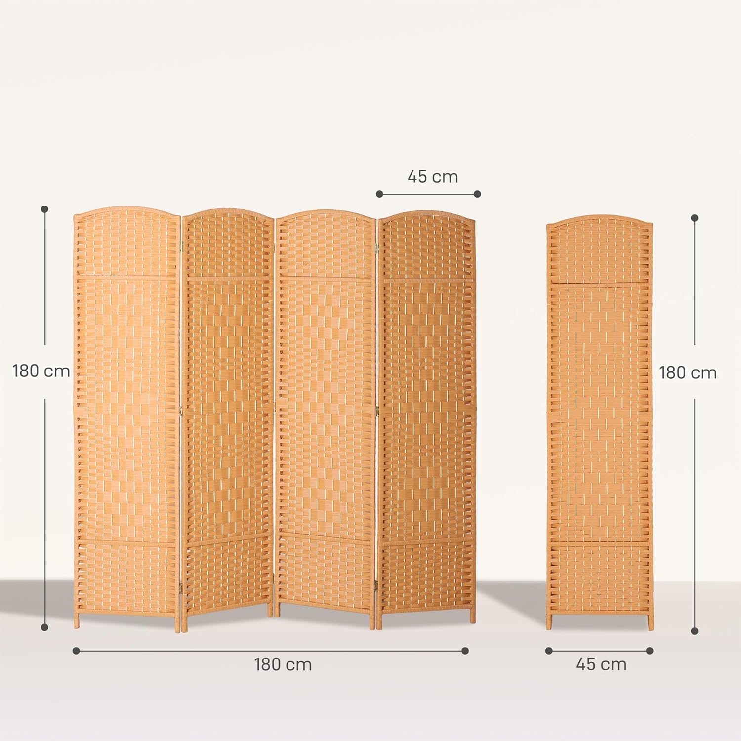 Thumbnail 6 de HOMCOM Paravent intérieur en Bois, 4 Panneaux – 180 x 180 cm, pliable, brun clair