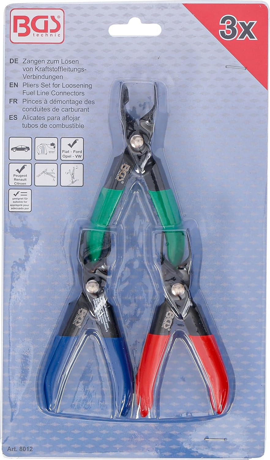 Detalle 2 de BGS 8012 pinze per tubo carburante (set da 3 pezzi)