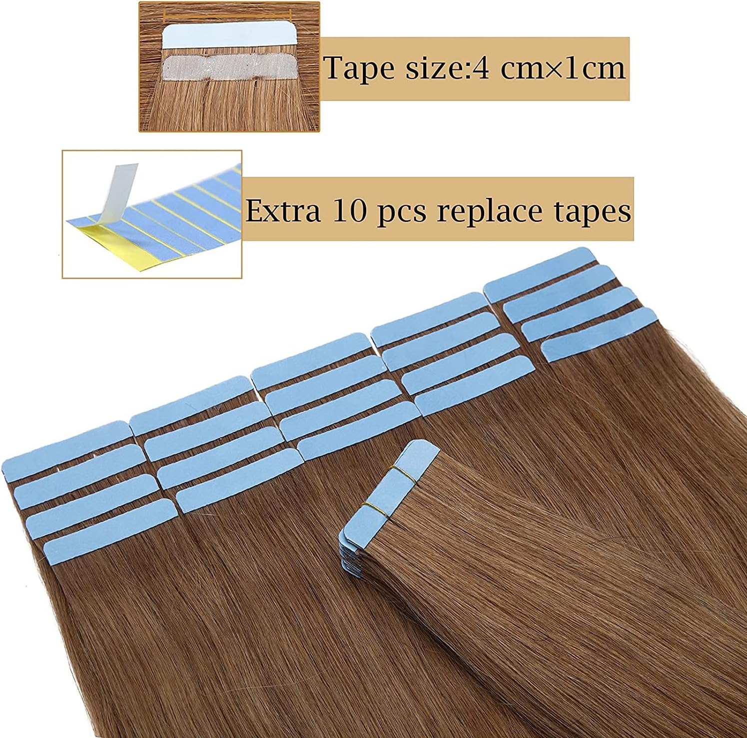 Thumbnail 3 de SEGO Extension Adesive Capelli Veri Biadesive 40 Ciocche 50 cm (Castano Chiaro) 100% Remy – Valutazione d’uso