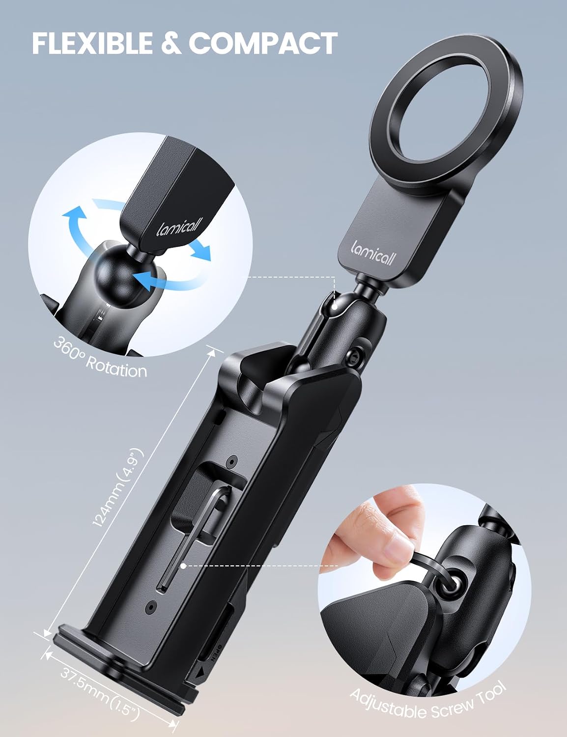 Thumbnail 4 de Lamicall STRL02 magnetische telefoonhouder voor vliegtuig, opvouwbaar, 360°