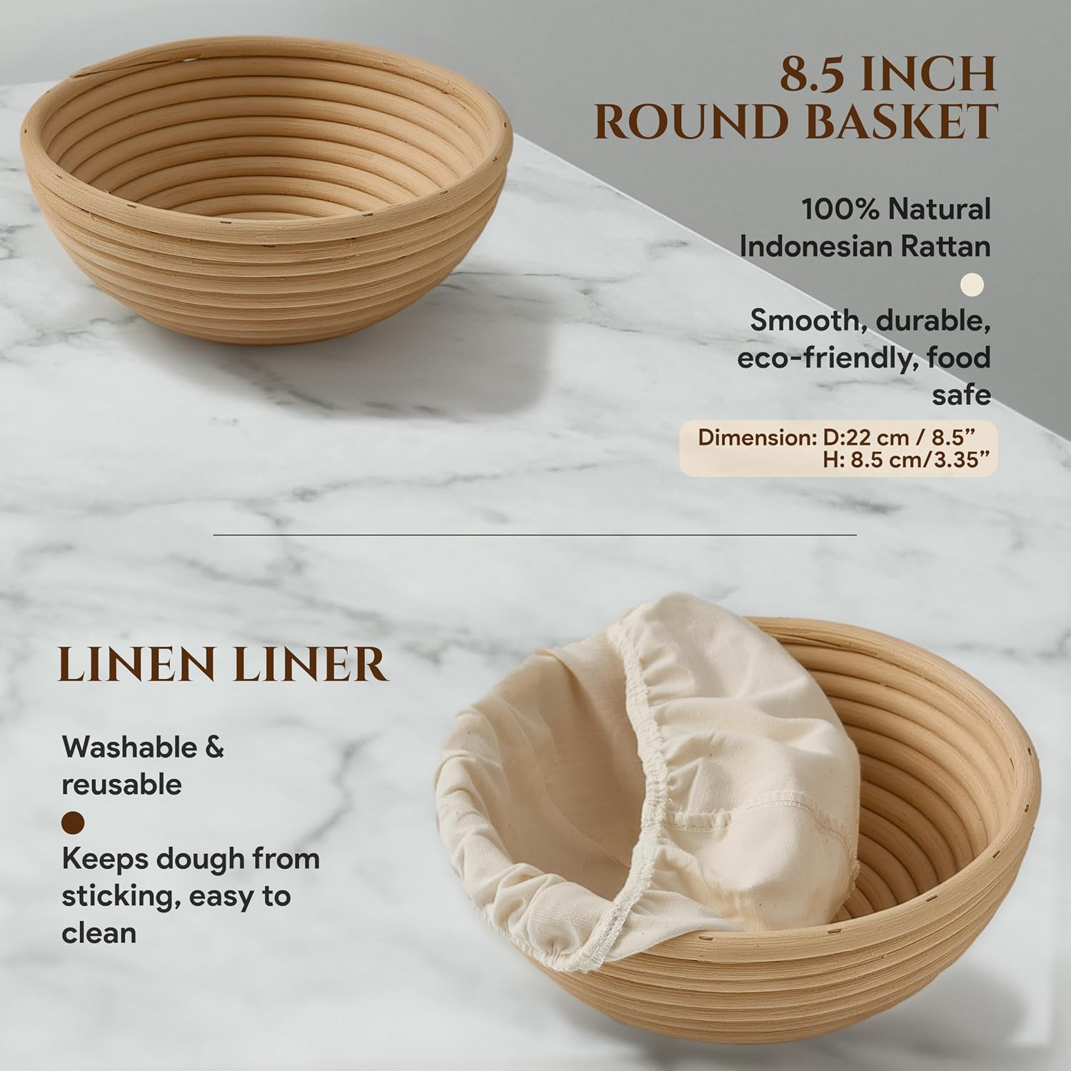 Detalle 2 de U Select Sourdough Starter Kit Bread Proofing Basket Set