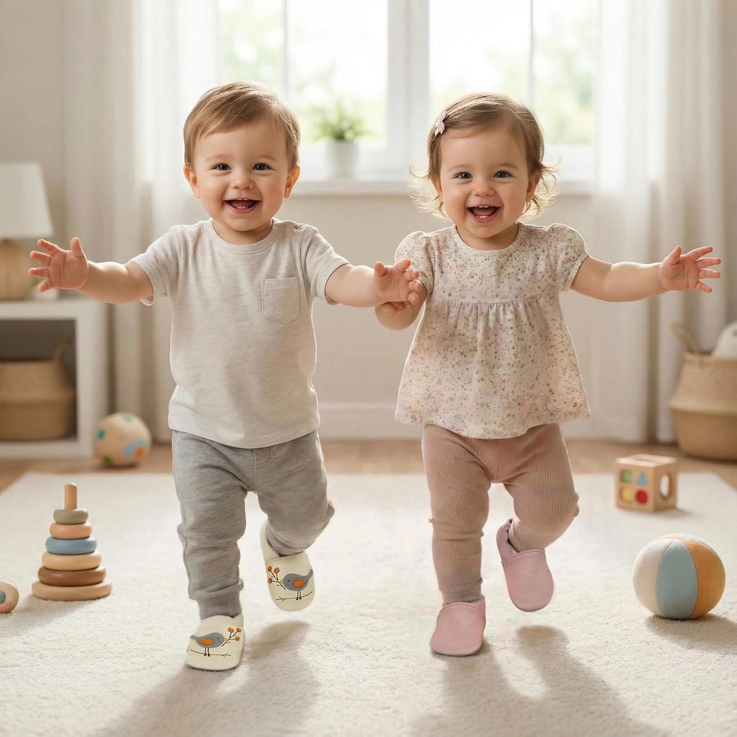 Thumbnail 1 de YALION Baby Krabbelschuhe aus weichem Leder – Lauflernschuhe für Baby & Kleinkind (Jungen/Mächen)