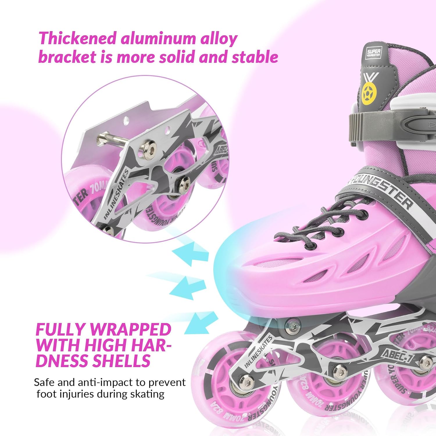 Thumbnail 5 de SUPER YOUNGSTER Adjustable Inline Skates Ages 4-12, Light-Up Wheels 🛼