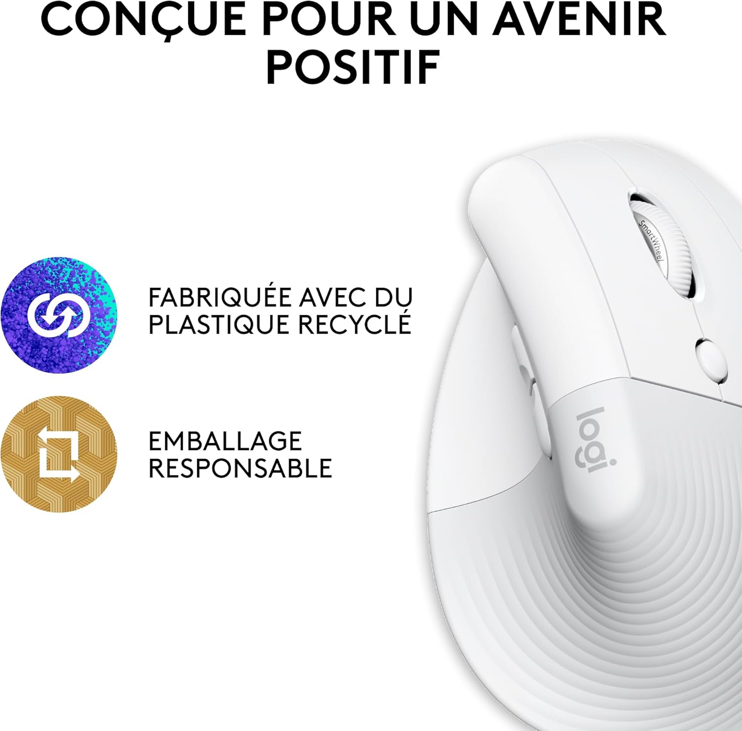Thumbnail 5 de Logitech Lift pour Mac : souris ergonomique verticale sans fil Bluetooth (Lift pour Mac, blanche)