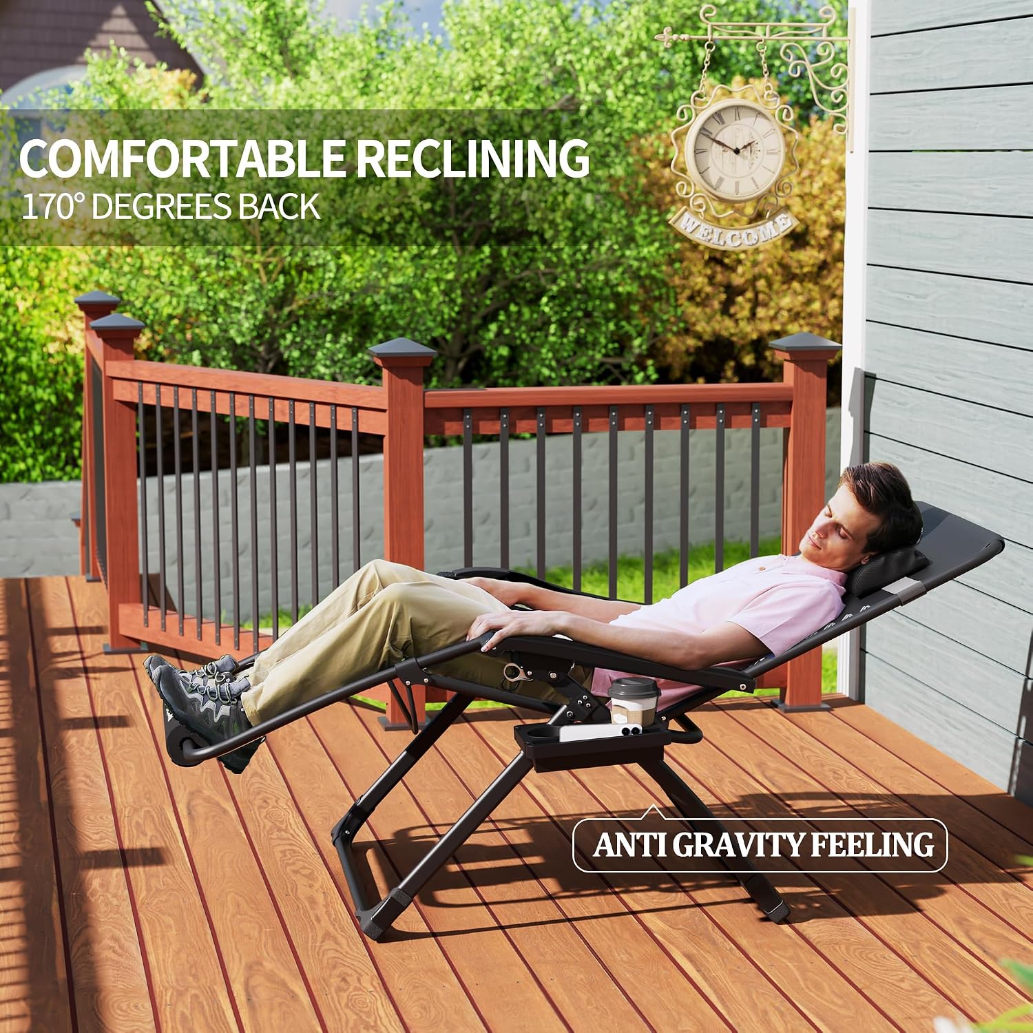Thumbnail 6 de UDPATIO XXL Zero Gravity Chair with Cushion, 33-Inch Folding Recliner