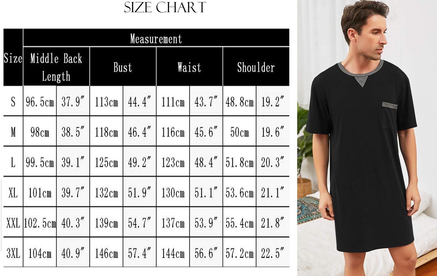 Thumbnail 5 de Enjoyoself men’s cotton pyjama top (short sleeve, knee length) – soft breathable lounge nightwear