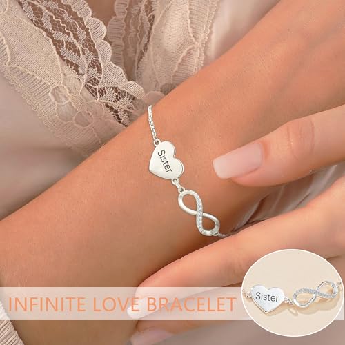 Thumbnail 1 de Smilya Sister Birthday Gifts for Girls: Adjustable Sterling Silver Heart & Infinity Bracelet