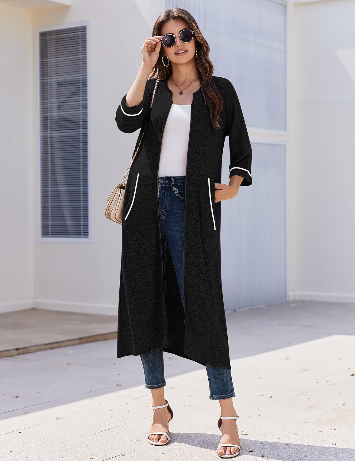 Detalle de Ekouaer Women's Zipper Robe