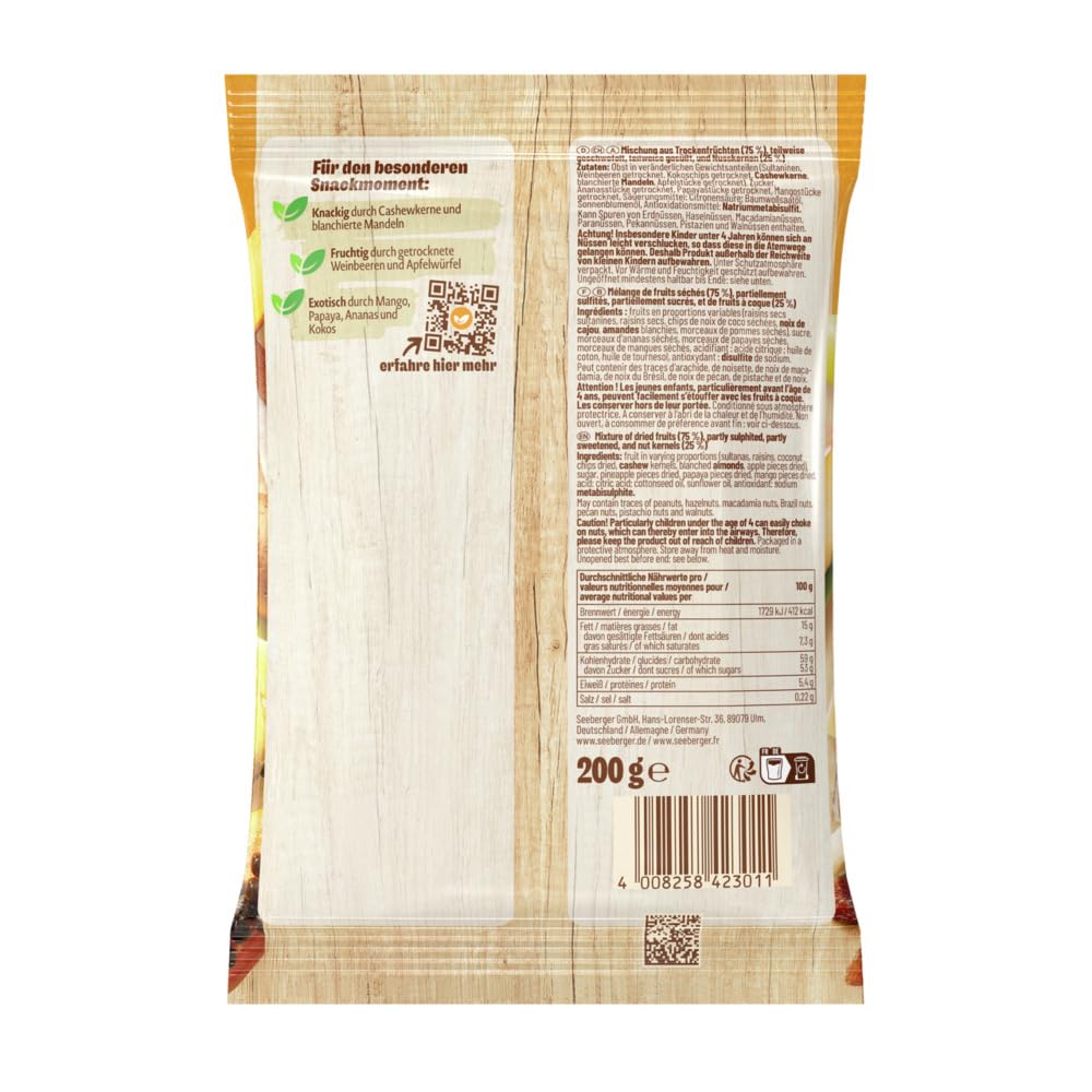 Detalle 2 de Seeberger Caribic Royal 12er Pack (12 x 200 g) – süßer Trockenobst-Mix vegan & glutenfrei