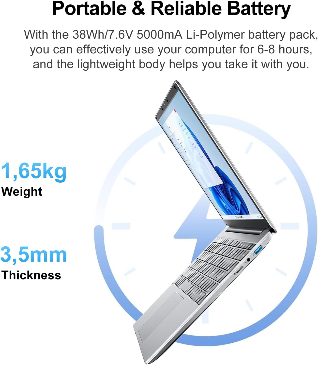 Detalle de jumper 15.6 inch Laptop with Office 365 – 12GB RAM, 512GB SSD, Celeron, UK Keyboard Film
