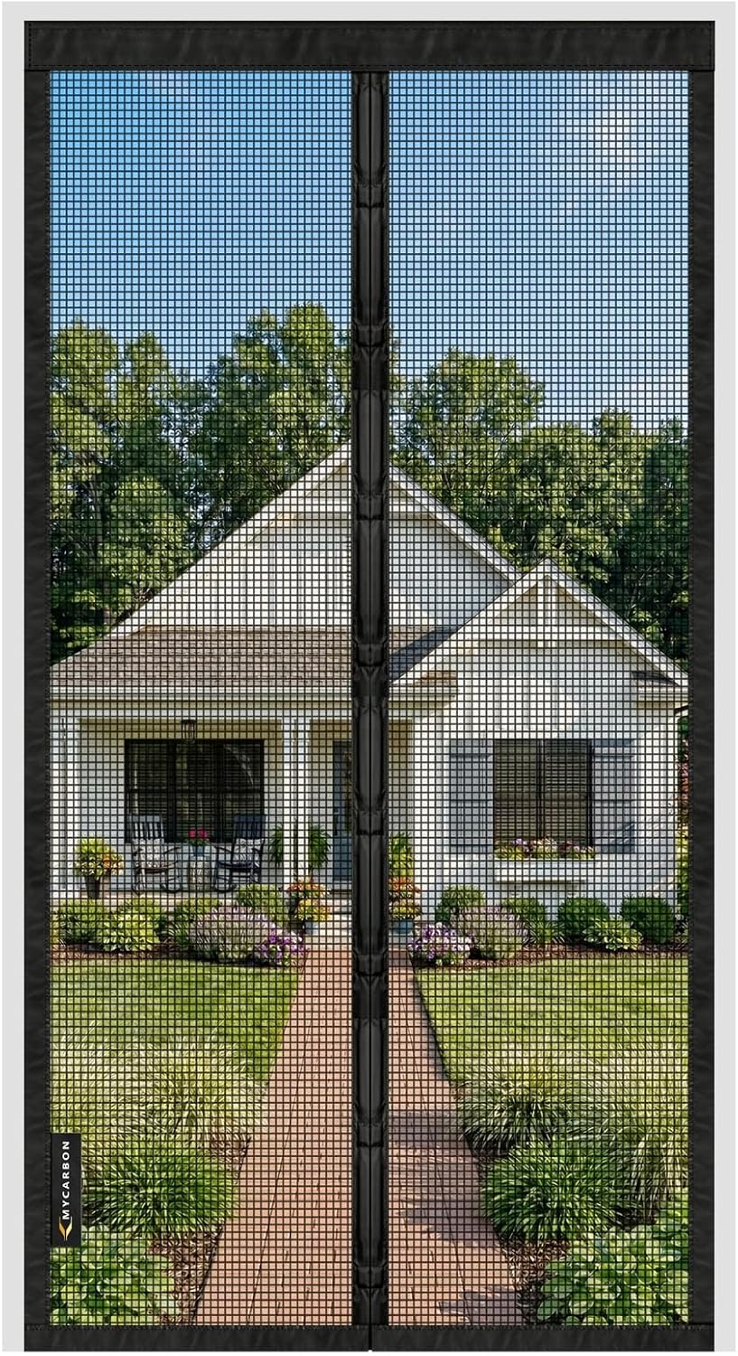 Detalle de MYCARBON Fiberglas Fliegengitter Balkontür gegen Katzenkratzer – 95x210 cm, 3,8 cm Klettband, UV-beständig, schwarz
