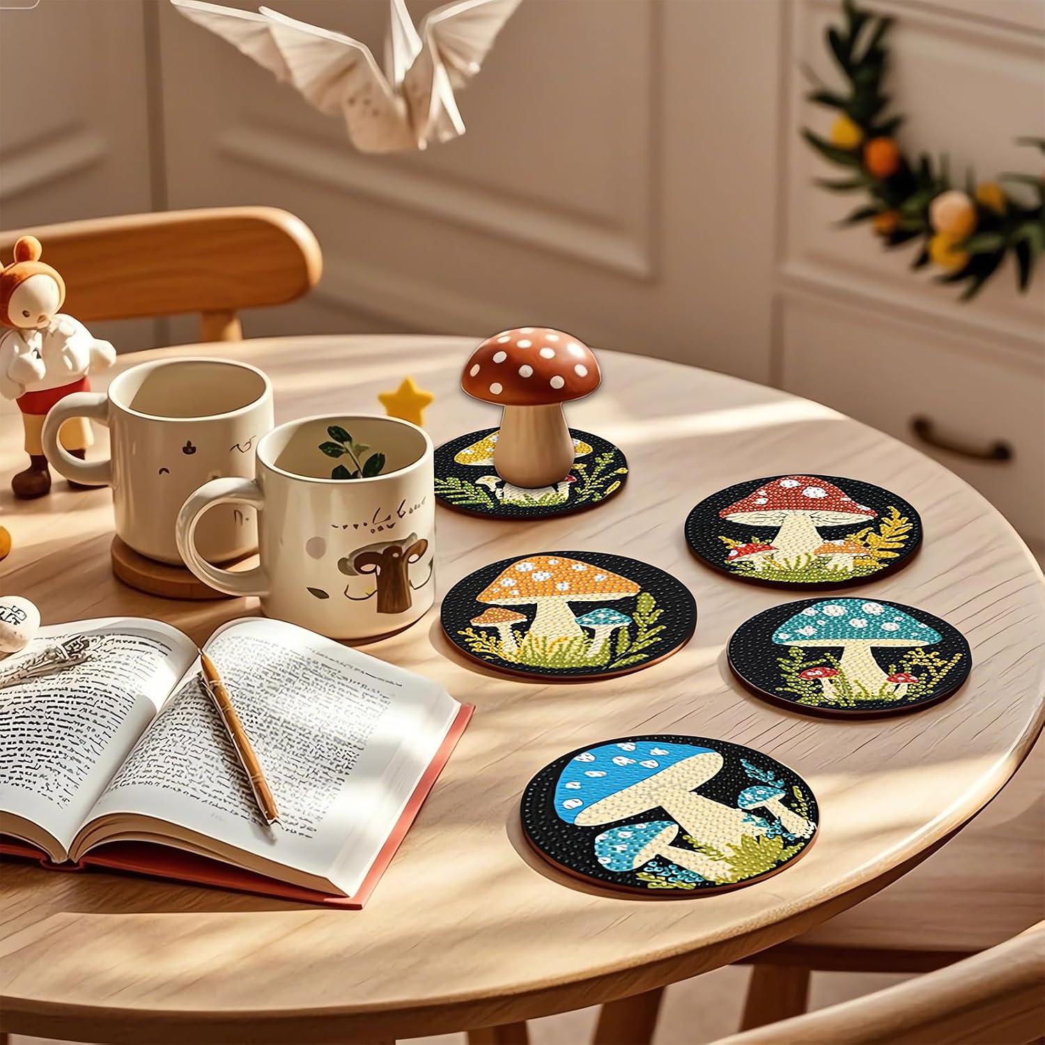 Detalle 1 de Pilz Diamond Painting Untersetzer 8er Set