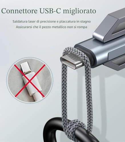Thumbnail 6 de Cavo USB C AviBrex Ricarica Rapida 2 Pezzi 2M + 3M in Nylon: compatibilità ampia e design robusto