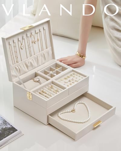 Detalle de VLANDO Jewellery Box: 2-Tier Organiser with Retractable Tray