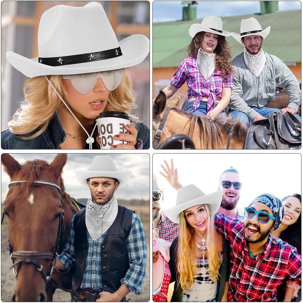 Thumbnail 6 de Aomig Cowboy Western hatt för vuxna med solglasögon och bandana