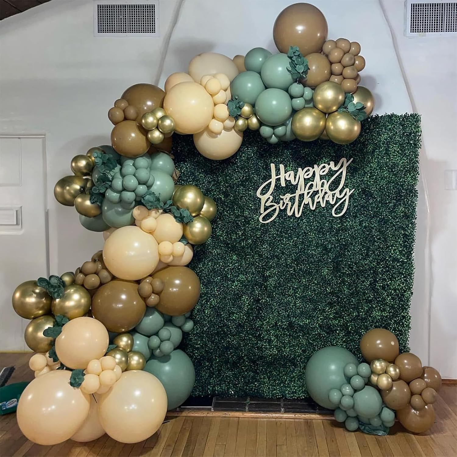 Thumbnail 4 de 60-Piece Sage Green, Gold & Brown Latex Balloons Woodland Camo Set for Jungle Safari & Hunting Parties