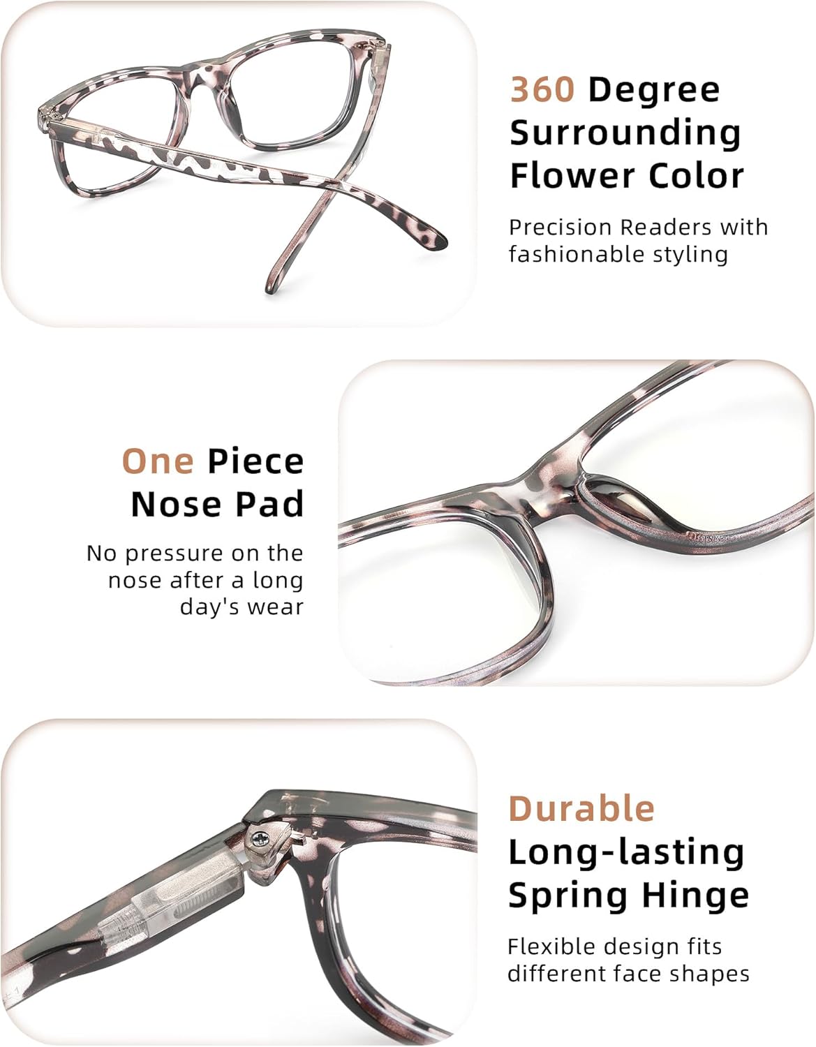 Detalle 2 de JOLISU 5 Pack Reading Glasses for Women — Blue Light Blocking, Spring Hinge Readers (2.00)
