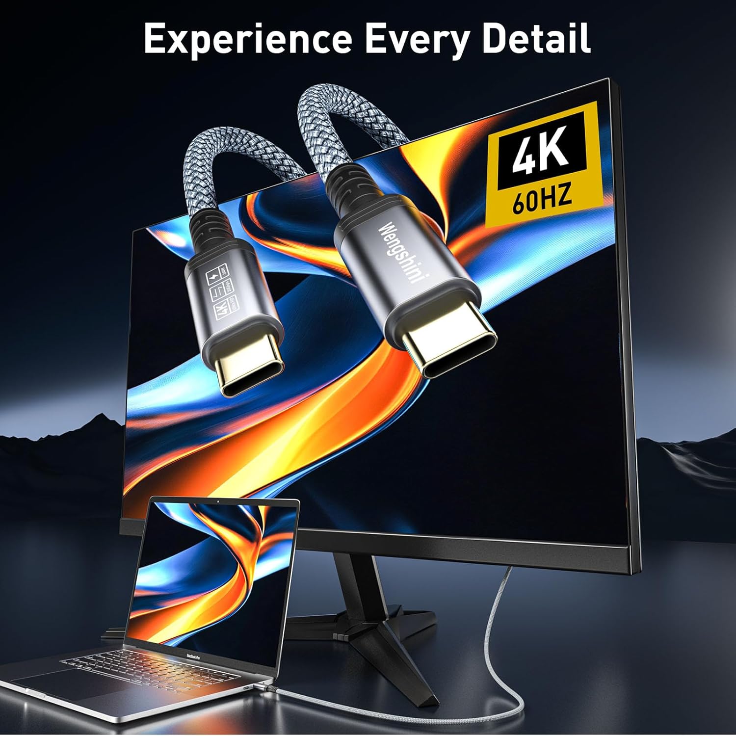 Thumbnail 1 de Wengshini USB-C auf USB-C Kabel 0,2 m – 240 W, 20 Gbps, 4K@60Hz