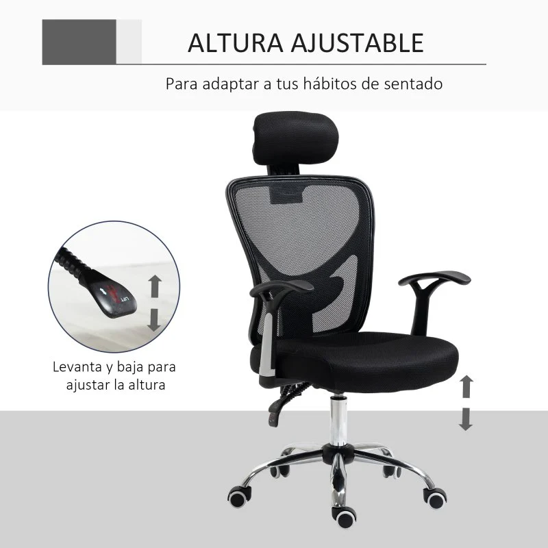 Detalle de Vinsetto silla de oficina negra