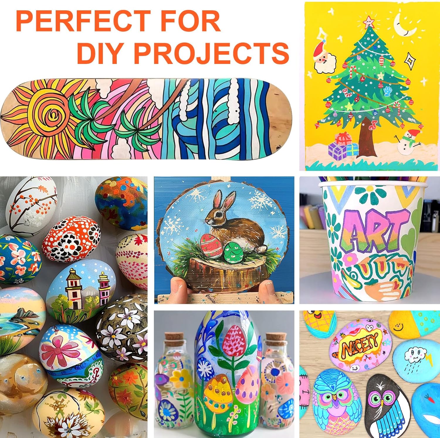 Thumbnail 5 de NICETY 128 Pcs Felt Acrylic Paint Pen (Dual Tip) for Wood, Canvas, Glass & Ceramics