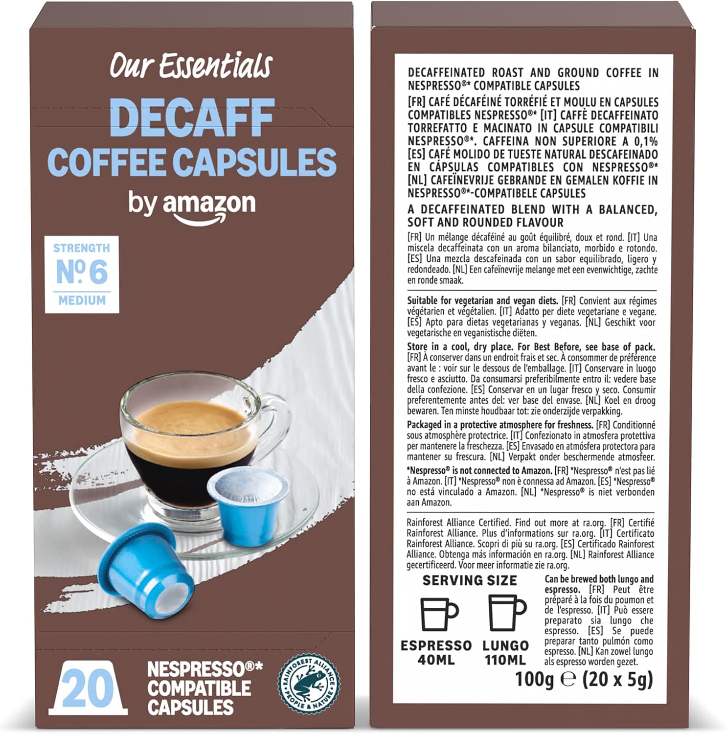 Detalle de By Amazon Capsule in Plastica di Caffè Compatibili Nespresso – Assortimento Tostatura Scura (80 capsule, Rainforest Alliance)